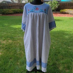 Quacker Factory Women's Patio Dress - Chambray Blue - Size L